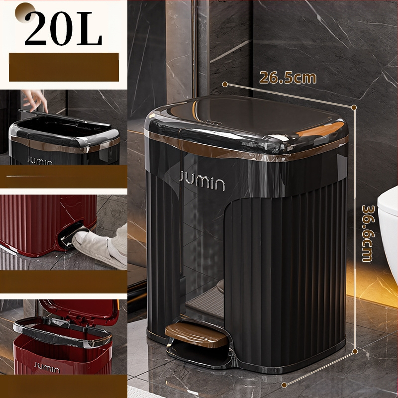 Plastmasas PP virtuves atkritumu tvertne ar vāku, ar kāju darbināmu, mājas viesistabai, pieejamai, luksusa, augstas klases, lielas ietilpības vannas istabai, guļamistabai