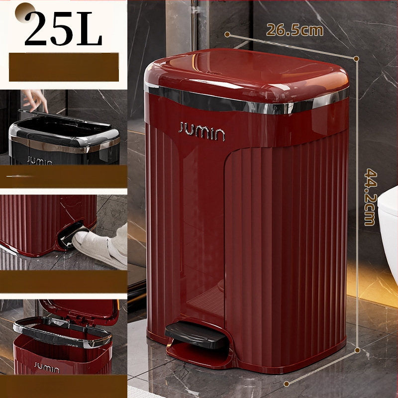 Plastmasas PP virtuves atkritumu tvertne ar vāku, ar kāju darbināmu, mājas viesistabai, pieejamai, luksusa, augstas klases, lielas ietilpības vannas istabai, guļamistabai