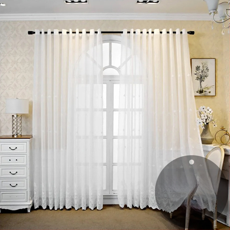 Nagykereskedelmi francia csipke ablakfüggöny otthoni nappali hálószoba félárnyékoló ablakfüggöny romantikus fehér csipke erkélyfüggöny