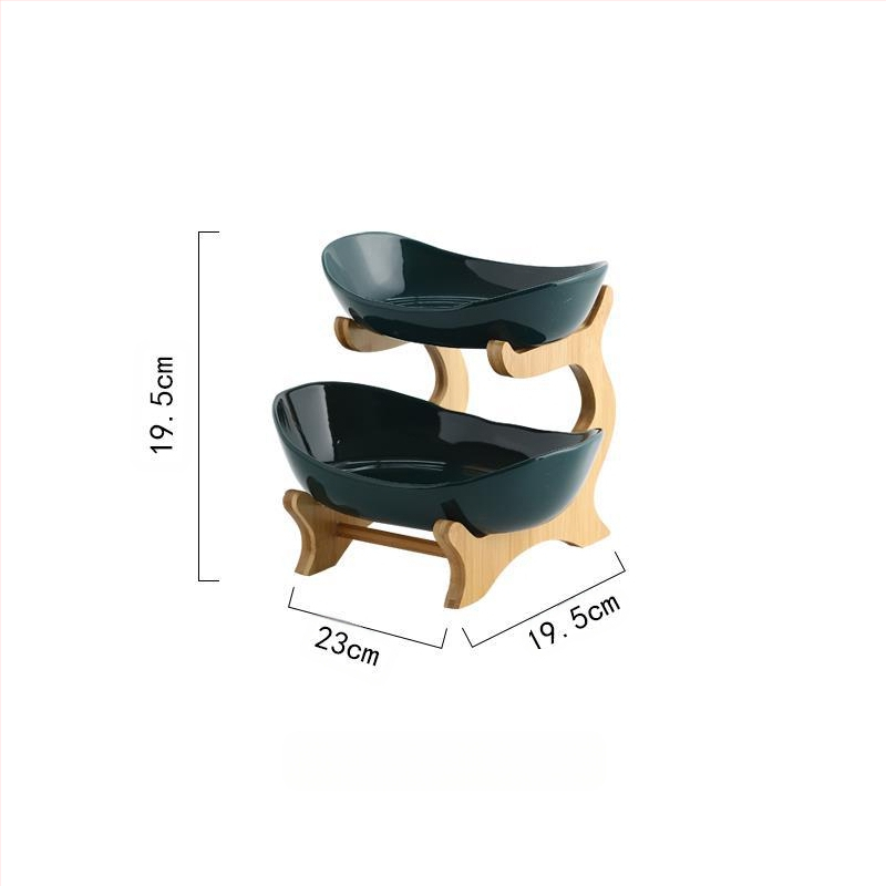 Kūrybinga trijų sluoksnių daugiasluoksnė vaisių lėkštė, europietiška keraminė sausų vaisių lėkštė, bambuko medinė lentynėlė, buitinių užkandžių lėkštė, saldainių padėklas, vaisių krepšelis