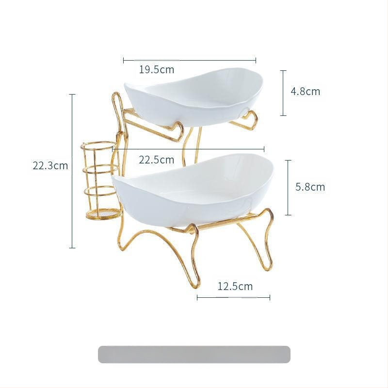 Kūrybinga trijų sluoksnių daugiasluoksnė vaisių lėkštė, europietiška keraminė sausų vaisių lėkštė, bambuko medinė lentynėlė, buitinių užkandžių lėkštė, saldainių padėklas, vaisių krepšelis
