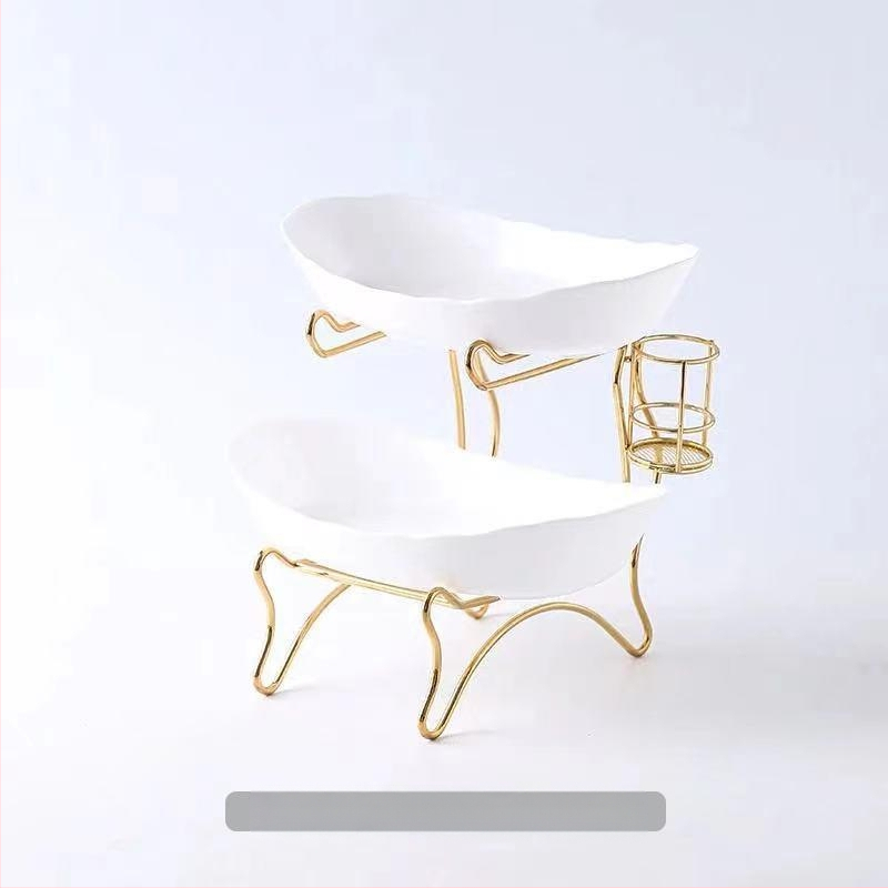 Kūrybinga trijų sluoksnių daugiasluoksnė vaisių lėkštė, europietiška keraminė sausų vaisių lėkštė, bambuko medinė lentynėlė, buitinių užkandžių lėkštė, saldainių padėklas, vaisių krepšelis