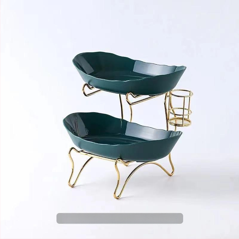 Kūrybinga trijų sluoksnių daugiasluoksnė vaisių lėkštė, europietiška keraminė sausų vaisių lėkštė, bambuko medinė lentynėlė, buitinių užkandžių lėkštė, saldainių padėklas, vaisių krepšelis