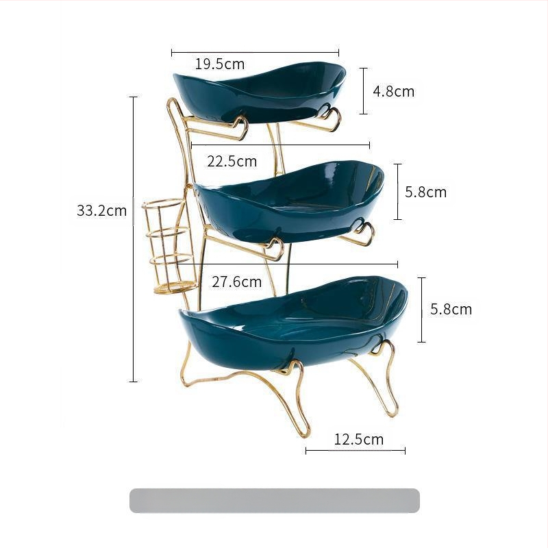 Kūrybinga trijų sluoksnių daugiasluoksnė vaisių lėkštė, europietiška keraminė sausų vaisių lėkštė, bambuko medinė lentynėlė, buitinių užkandžių lėkštė, saldainių padėklas, vaisių krepšelis