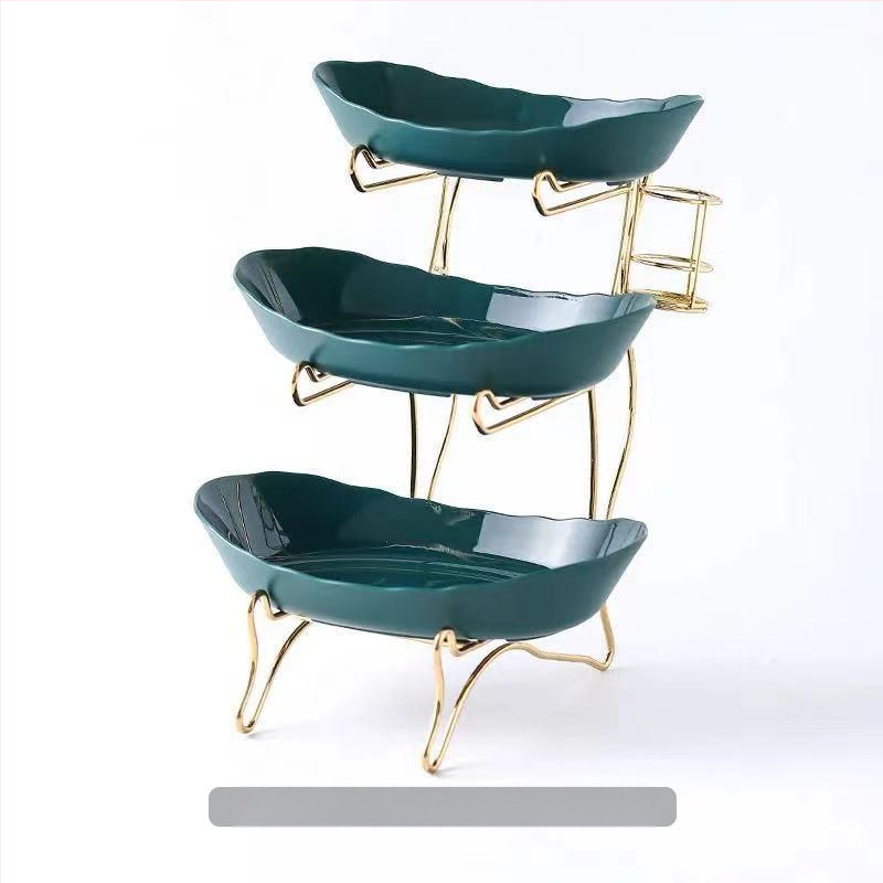 Kūrybinga trijų sluoksnių daugiasluoksnė vaisių lėkštė, europietiška keraminė sausų vaisių lėkštė, bambuko medinė lentynėlė, buitinių užkandžių lėkštė, saldainių padėklas, vaisių krepšelis