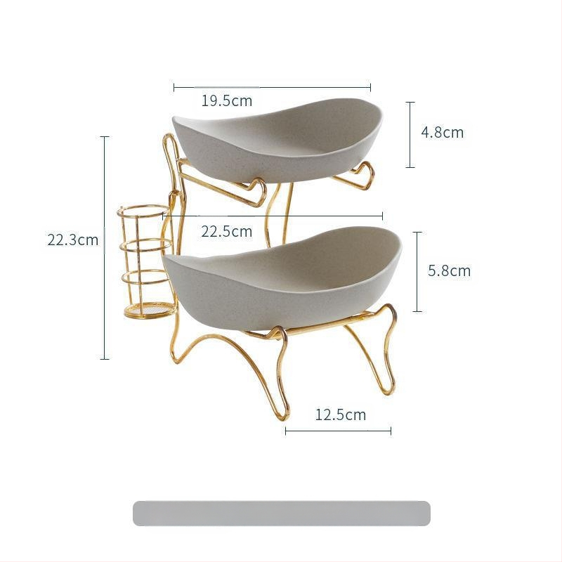 Kūrybinga trijų sluoksnių daugiasluoksnė vaisių lėkštė, europietiška keraminė sausų vaisių lėkštė, bambuko medinė lentynėlė, buitinių užkandžių lėkštė, saldainių padėklas, vaisių krepšelis