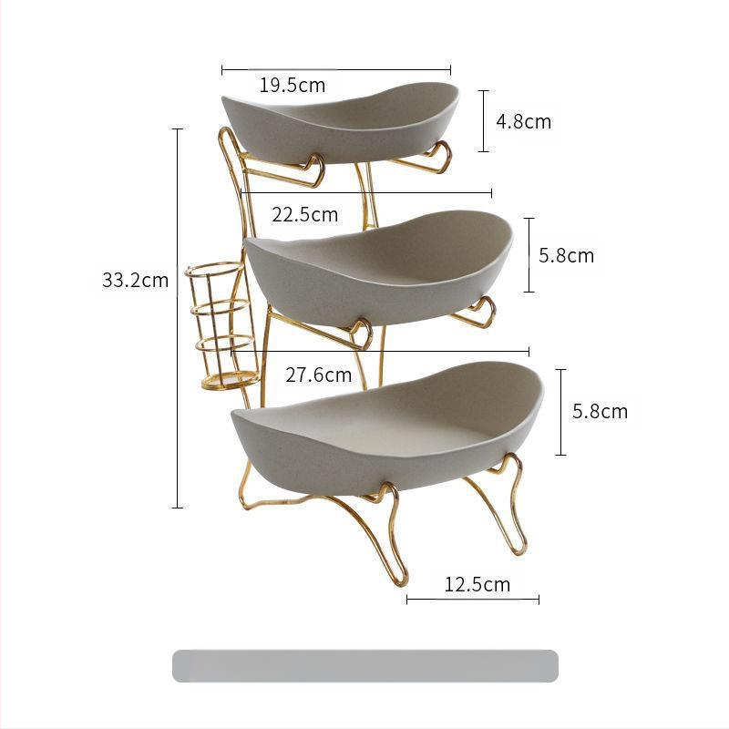 Kūrybinga trijų sluoksnių daugiasluoksnė vaisių lėkštė, europietiška keraminė sausų vaisių lėkštė, bambuko medinė lentynėlė, buitinių užkandžių lėkštė, saldainių padėklas, vaisių krepšelis