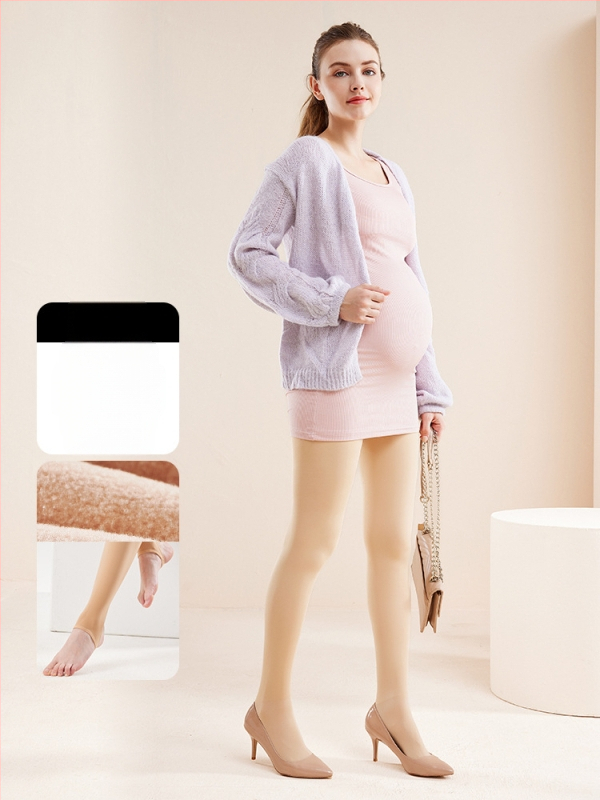 Chunyi kismama csípőtámaszos és fenékemelést segítő, meleg leggings, polár béléssel és vastagított, bőrszínű harisnyanadrág