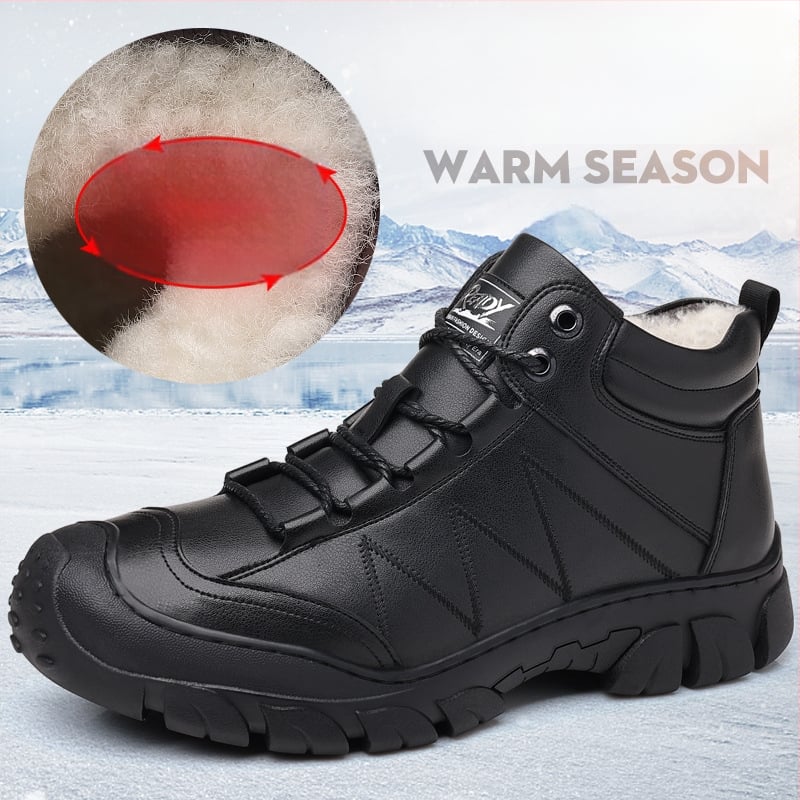 Gyapjú pamut csizma, téli férfi pamutcipő, gyapjúval bélelt, meleg, magas szárú, vastag pamutcipő, csúszásgátló hótaposó, bőr csizma, férfi