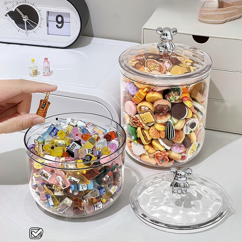 Játéktároló gashapon feküdjön hason mini baba köles laza halom zene akril átlátszó doboz imádnivaló porzsák