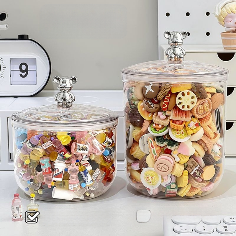 Játéktároló gashapon feküdjön hason mini baba köles laza halom zene akril átlátszó doboz imádnivaló porzsák