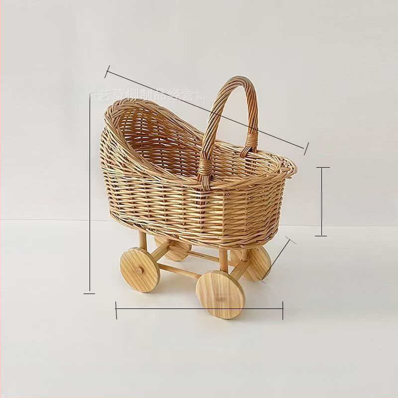 Καρότσι μωρού σε σχήμα καλαθιού Ins Style, καλάθι αποθήκευσης από ψάθα, φωλιά κατοικίδιων, καλάθι με λουλούδια μετά τον τοκετό, φωτογραφικά είδη, δώρο για τα πρώτα γενέθλια