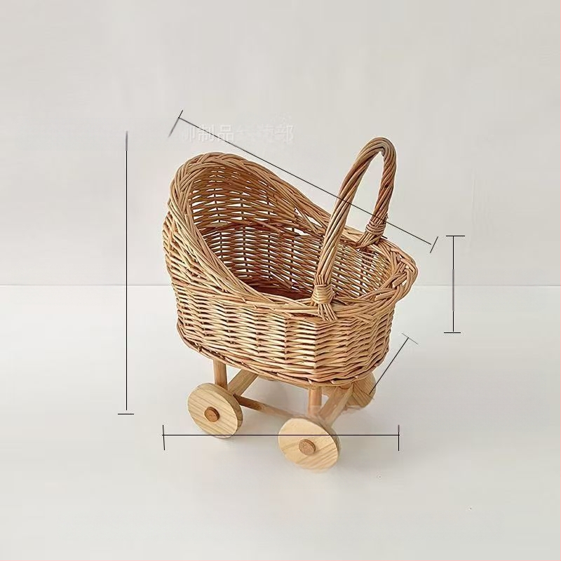 Καρότσι μωρού σε σχήμα καλαθιού Ins Style, καλάθι αποθήκευσης από ψάθα, φωλιά κατοικίδιων, καλάθι με λουλούδια μετά τον τοκετό, φωτογραφικά είδη, δώρο για τα πρώτα γενέθλια