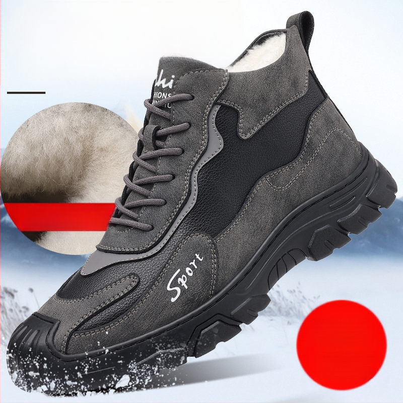 Északkeleti meleg, csúszásmentes pamutcipő, férfi téli, gyapjúbéléssel, meleg, vastagított szőrmével ellátott, sport, alkalmi, férfi hótaposó