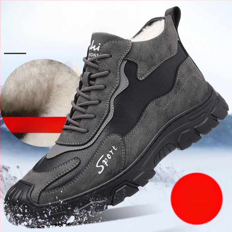 Északkeleti meleg, csúszásmentes pamutcipő, férfi téli, gyapjúbéléssel, meleg, vastagított szőrmével ellátott, sport, alkalmi, férfi hótaposó