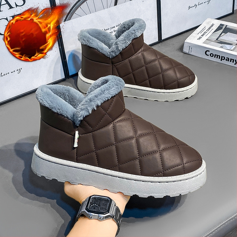 Hótaposó Férfi Szőrme Egy Téli Meleg Pamut Cipő Gyapjúbéléssel Vastagított Csúszásgátló Északkeleti Régi Pekingi Férfi Cipő