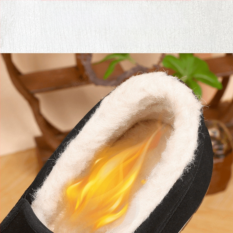 Régi pekingi szövetcipő, férfi téli, gyapjúbéléssel ellátott, meleg pamutcipő, puha talpú, pamutcipő időseknek, bebújós, vastagított apacipő