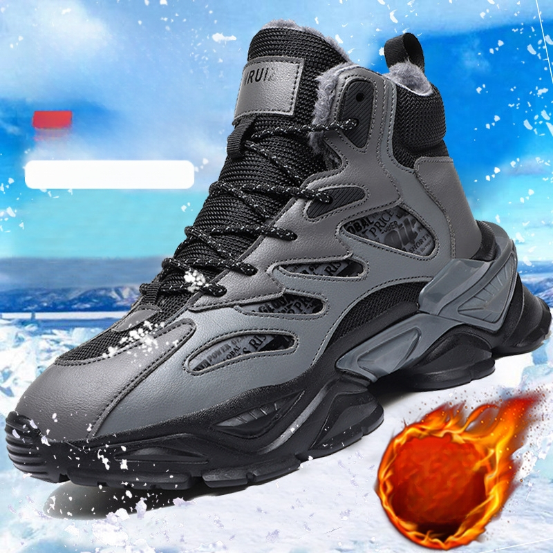 Bőr, vízálló cipő, téli, magas szárú, tinédzsereknek, divatos cipő, gyapjúbéléssel, meleg hótaposó, csúszásmentes, kopásálló férfi cipő