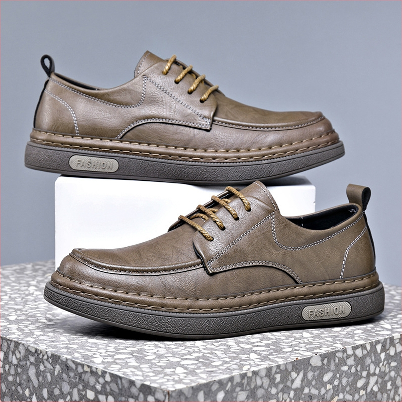 Cross-Border férfi cipők 2025 őszi új sokoldalú divatos férfi alkalmi retró brit stílusú puha talpú csúszásmentes munkacipő