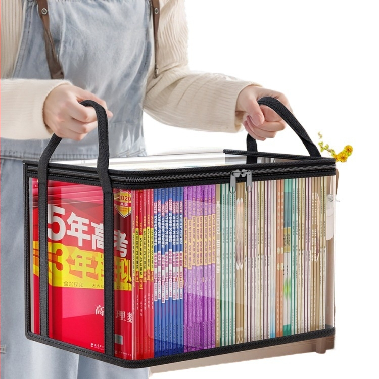 Diákkönyv extra vastag tárolódoboz, tanterembe, átlátszó, porálló könyvtáska, háztartási régi könyvtároló doboz, nedvességálló