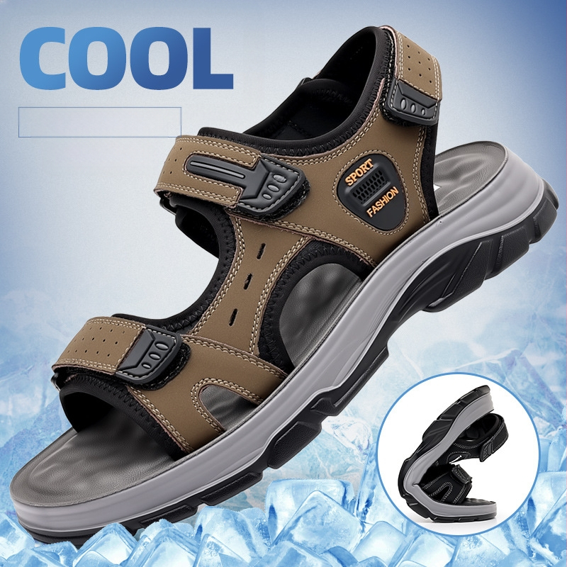 Szandálok Férfi 2025 Nyári Új Lélegző Csúszásgátló Alkalmi Strandcipők Kültéri Kopásálló Puha Talpú Szandálok és Papucsok