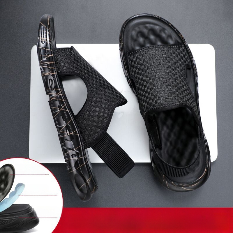 Férfi szandálok Nyári Felsőruházat 2025 Új Divatos Dezodor Szandálok Férfi Szőtt Kültéri Papucsok Hétköznapi Strandcipők