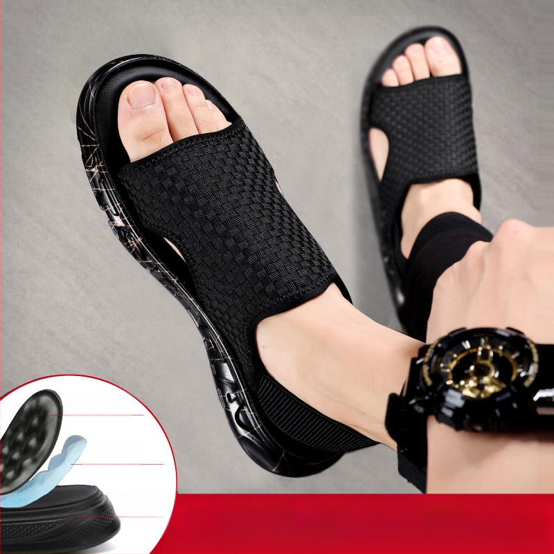 Férfi szandálok Nyári Felsőruházat 2025 Új Divatos Dezodor Szandálok Férfi Szőtt Kültéri Papucsok Hétköznapi Strandcipők