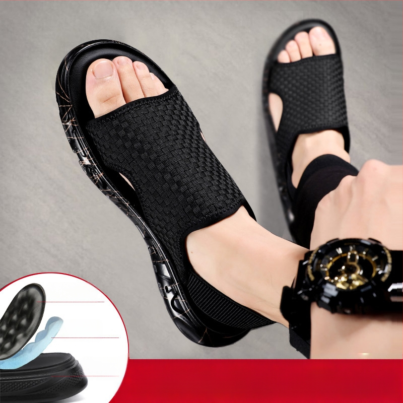 Férfi szandálok Nyári Felsőruházat 2025 Új Divatos Dezodor Szandálok Férfi Szőtt Kültéri Papucsok Hétköznapi Strandcipők