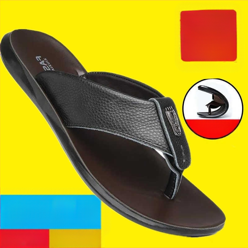 2023 új első rétegű bőr flip-flop férfi cipők nyári hétköznapi dezodoros kültéri férfi szandálok és papucsok divatos hajgeneráció