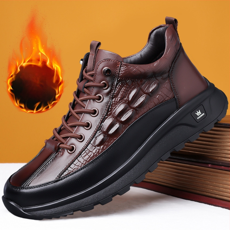 Férfi cipők új üzleti casual bőr cipők férfi brit őszi-téli polár bélésű pamut cipők Martins csizmák egy generációnyi haj