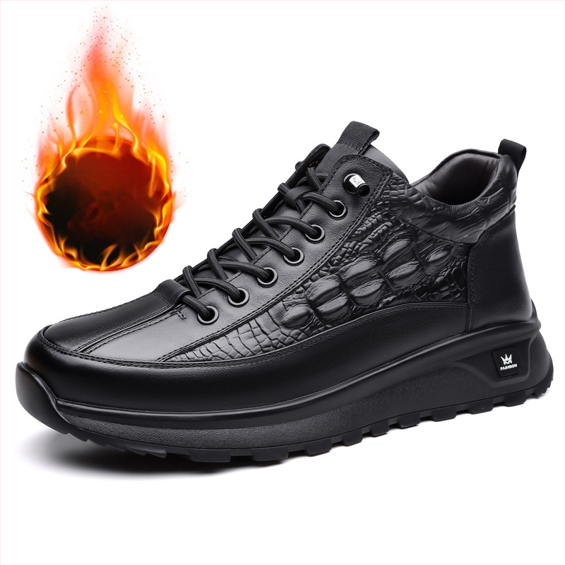 Férfi cipők új üzleti casual bőr cipők férfi brit őszi-téli polár bélésű pamut cipők Martins csizmák egy generációnyi haj