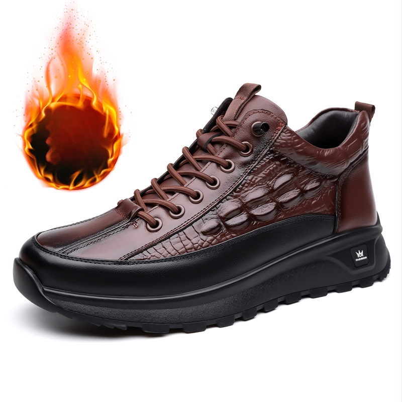 Férfi cipők új üzleti casual bőr cipők férfi brit őszi-téli polár bélésű pamut cipők Martins csizmák egy generációnyi haj