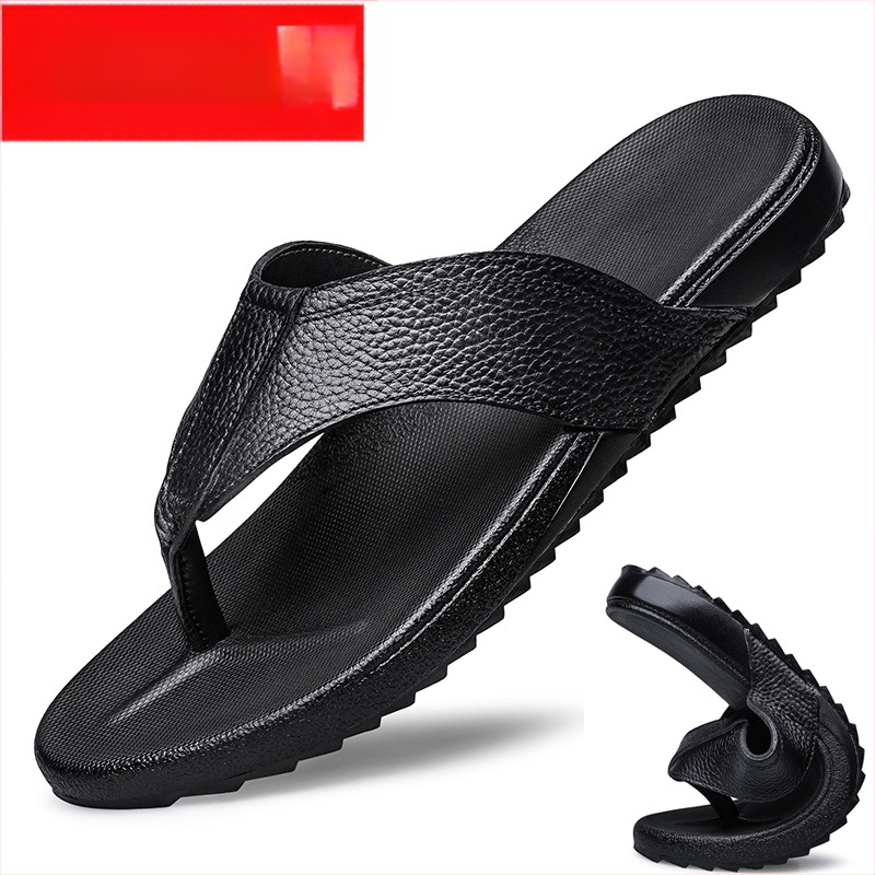 Új, nyári stílusú papucsok férfiaknak, valódi bőr felsőruházat, csúszásmentes brit strandpapucsok, koreai stílusú személyre szabott papucsok, divatos szandálok