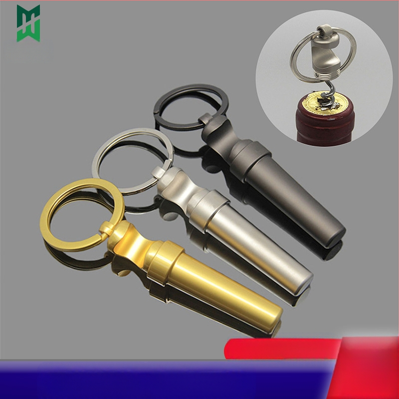 Többfunkciós kreatív borosüvegnyitó kulcstartó, 3 színben kapható, cinkötvözetből készült kreatív üvegnyitó borkiegészítő
