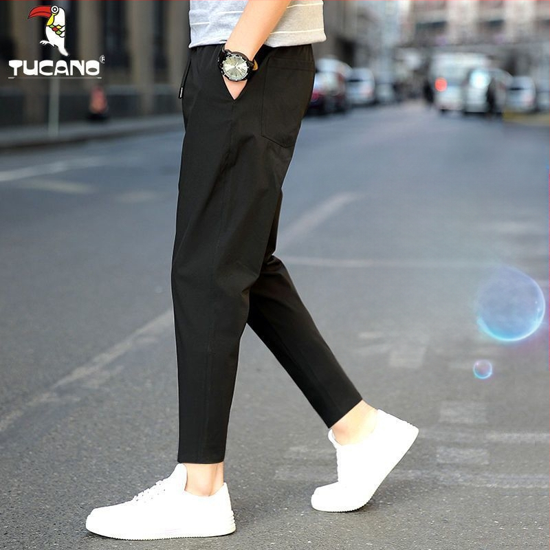 Harkály nadrág Férfi 2025 Új Nyári Vékony Ice Selyem Nadrág Divatos Férfi Rövidített Nadrág Hugh Q4X