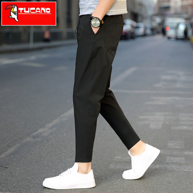 Harkály nadrág Férfi 2025 Új Nyári Vékony Ice Selyem Nadrág Divatos Férfi Rövidített Nadrág Hugh Q4X