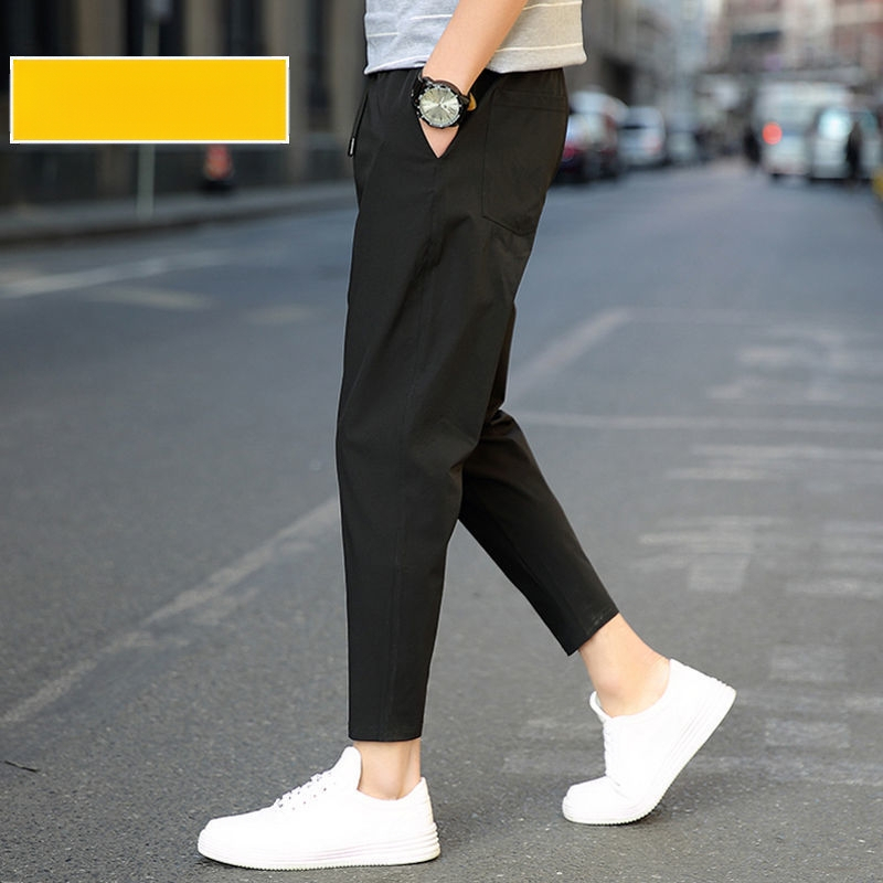 Harkály nadrág Férfi 2025 Új Nyári Vékony Ice Selyem Nadrág Divatos Férfi Rövidített Nadrág Hugh Q4X