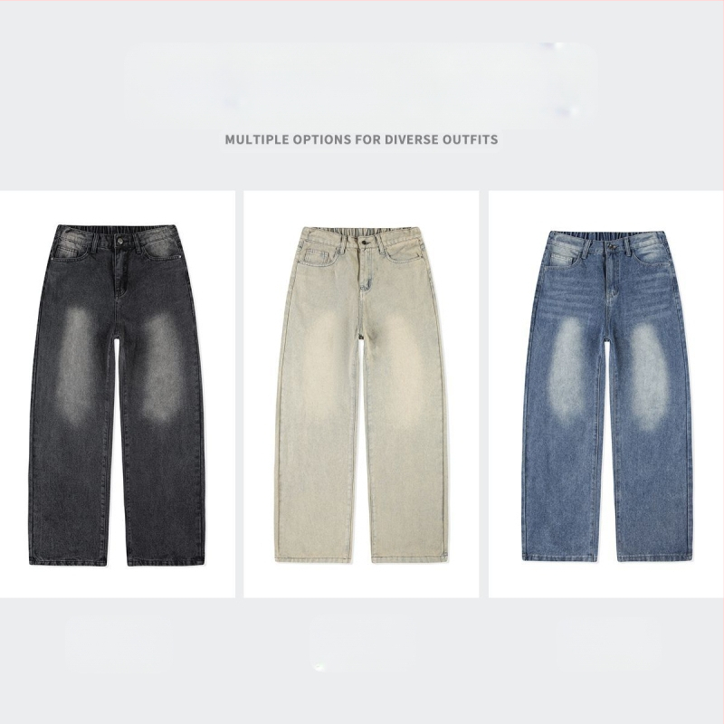 2025-ös téli vastagított farmernadrág, férfi őszi mosott robbanások, amerikai főutcai retró egyenes szabású nadrág, széles szárú nadrág