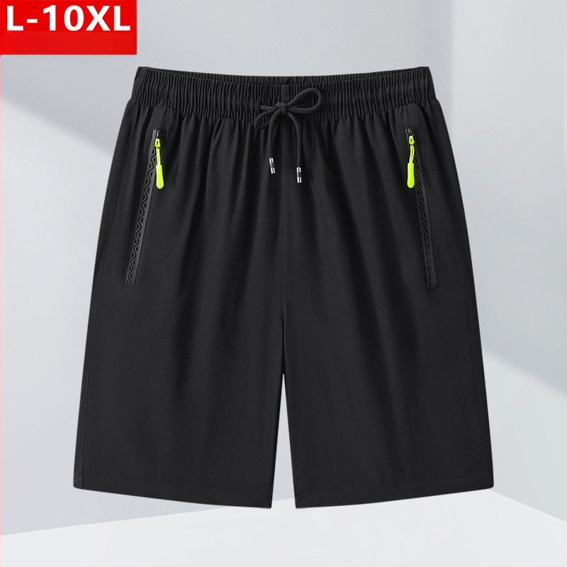 Nyári divatos férfi jégselyem lélegző, gyorsan száradó, ötpontos, közepes méretű, pufók, nagy méretű, plusz vastag, laza sportnadrág, alkalmi, rövid nadrág