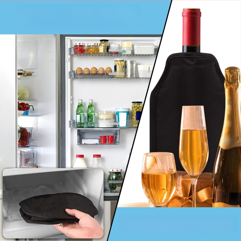 Veinikülmikuga jääveini nailonist pöörleva geeliga jääkott Kiirelt jahutav punase veini kott Veinikattega jääkott