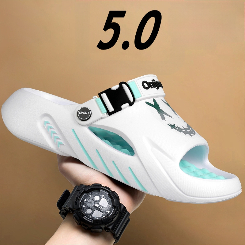 Férfi lábmasszázs papucsok, divatos nyári külső viselet, csúszásgátló, szagtalanító, kaki-érzést csökkentő sport vastag talpú, nagy méretű strandszandálok