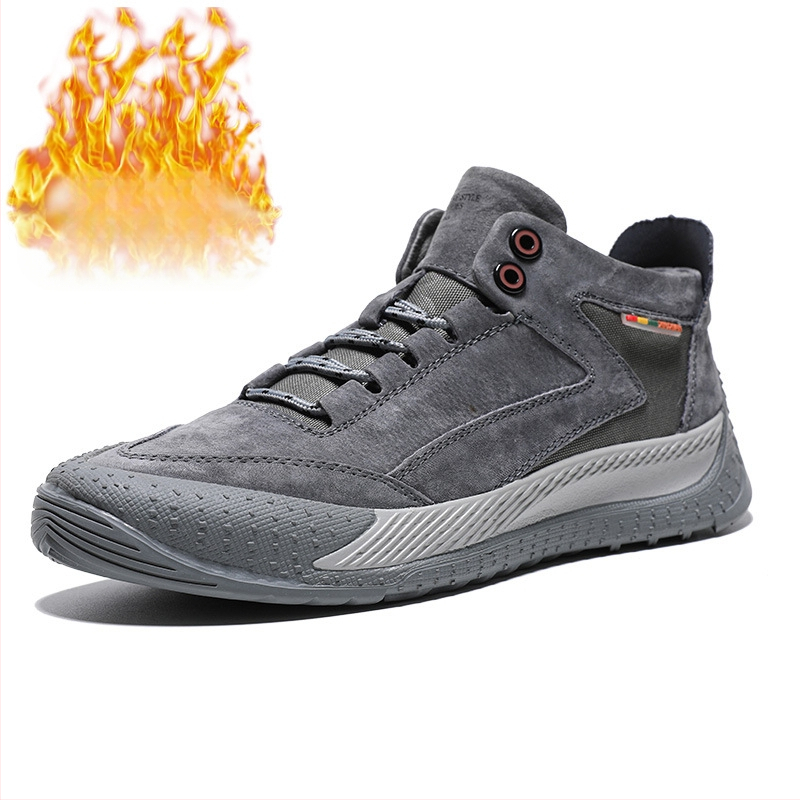 Téli új bársony kültéri alkalmi férfi cipők disznóbőr magas szárú cipők férfi bőr cipők munkaruha cipők férfi egyrészes haj