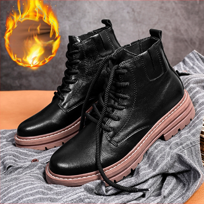 Pliusų dydžio vyriški batai, 48 dydžio aukštakulniai batai, vyriški batai, Martino aulinukai, vyriški aukštakulniai 2023 m. rudens ir žiemos nauji madingi odiniai batai storu padu