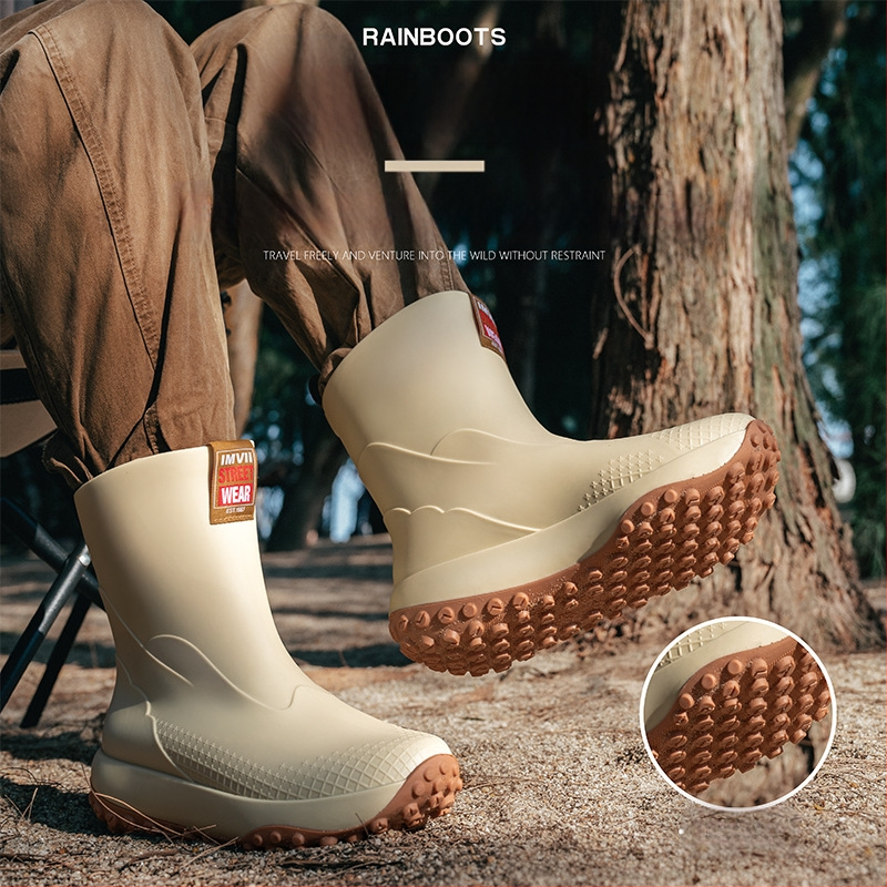 2025. aasta uued meeste poolsäärekõrgused kummist saapad, moekad ja mitmekülgsed libisemiskindlad veekindlad kingad õue, kerged ja lihtsad kummist kingad, meeste kummist saapad