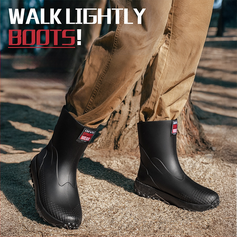 2025. aasta uued meeste poolsäärekõrgused kummist saapad, moekad ja mitmekülgsed libisemiskindlad veekindlad kingad õue, kerged ja lihtsad kummist kingad, meeste kummist saapad