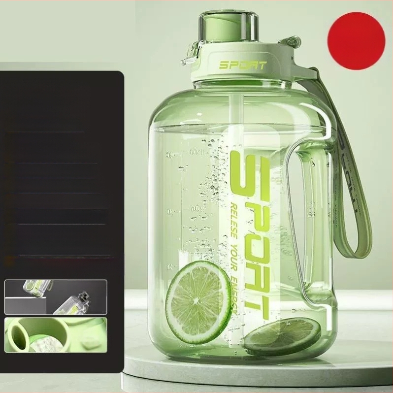 Nagy kapacitású műanyag pohár, magas hőmérsékletnek ellenálló víztartály, tonnás hordós fitnesz vízforraló, hordozható, cseppálló szívószálas űrpohár