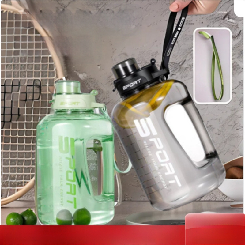 Nagy kapacitású műanyag pohár, magas hőmérsékletnek ellenálló víztartály, tonnás hordós fitnesz vízforraló, hordozható, cseppálló szívószálas űrpohár