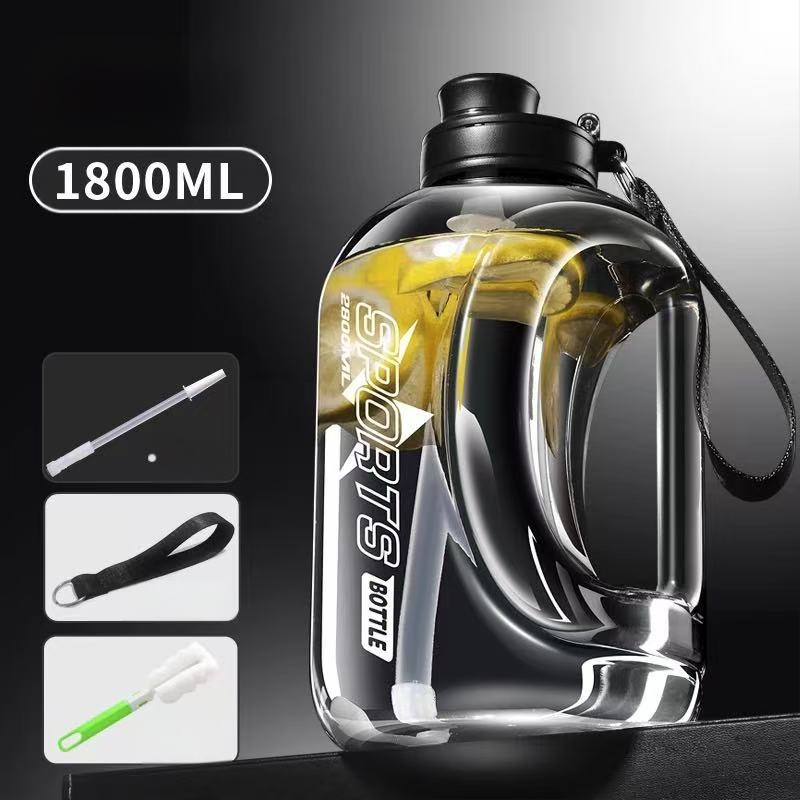 Nagy kapacitású műanyag pohár, magas hőmérsékletnek ellenálló víztartály, tonnás hordós fitnesz vízforraló, hordozható, cseppálló szívószálas űrpohár