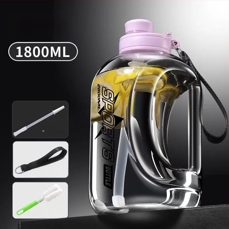 Nagy kapacitású műanyag pohár, magas hőmérsékletnek ellenálló víztartály, tonnás hordós fitnesz vízforraló, hordozható, cseppálló szívószálas űrpohár