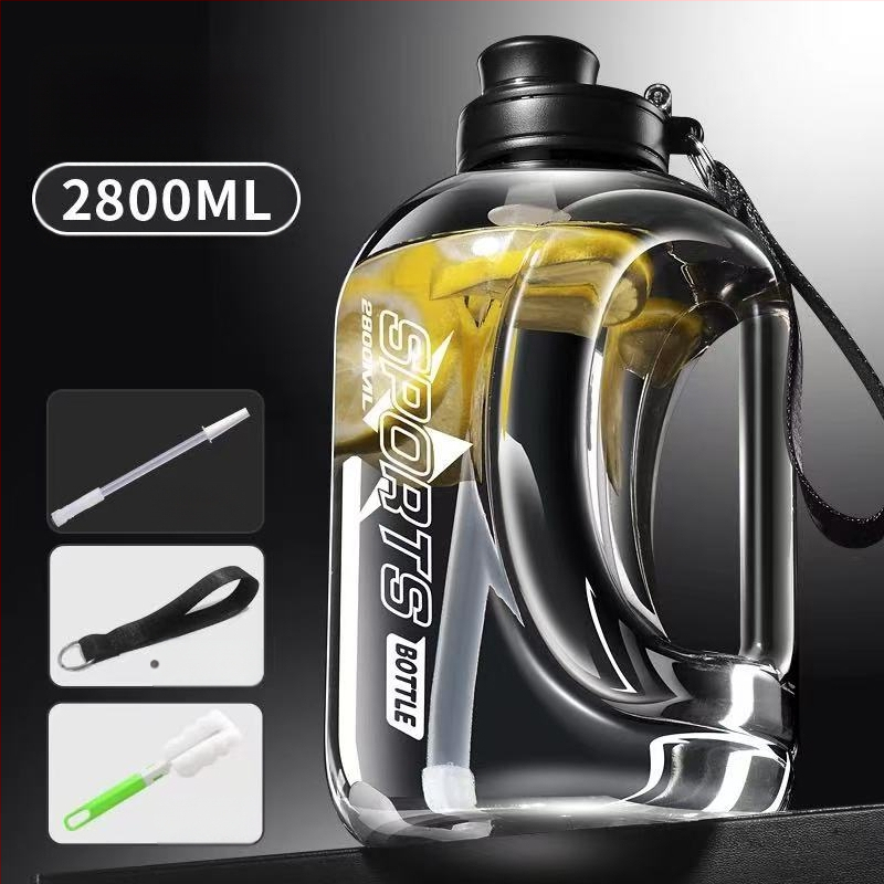 Nagy kapacitású műanyag pohár, magas hőmérsékletnek ellenálló víztartály, tonnás hordós fitnesz vízforraló, hordozható, cseppálló szívószálas űrpohár